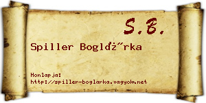 Spiller Boglárka névjegykártya
